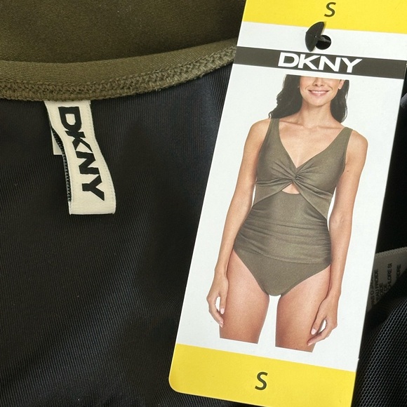 NEW DKNY Olive Green Women’s One Piece Swimsuit Size Small NWT - Picture 3 of 5
